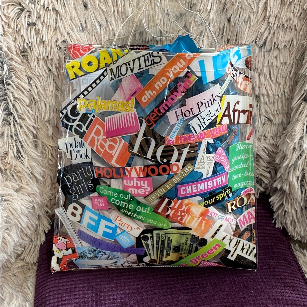 Maybe! Vintage Colorful Magazine Collage Tote - Picture 2 of 5